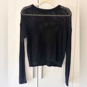 Uniqlo Black Open-Weave Crew Neck Knit